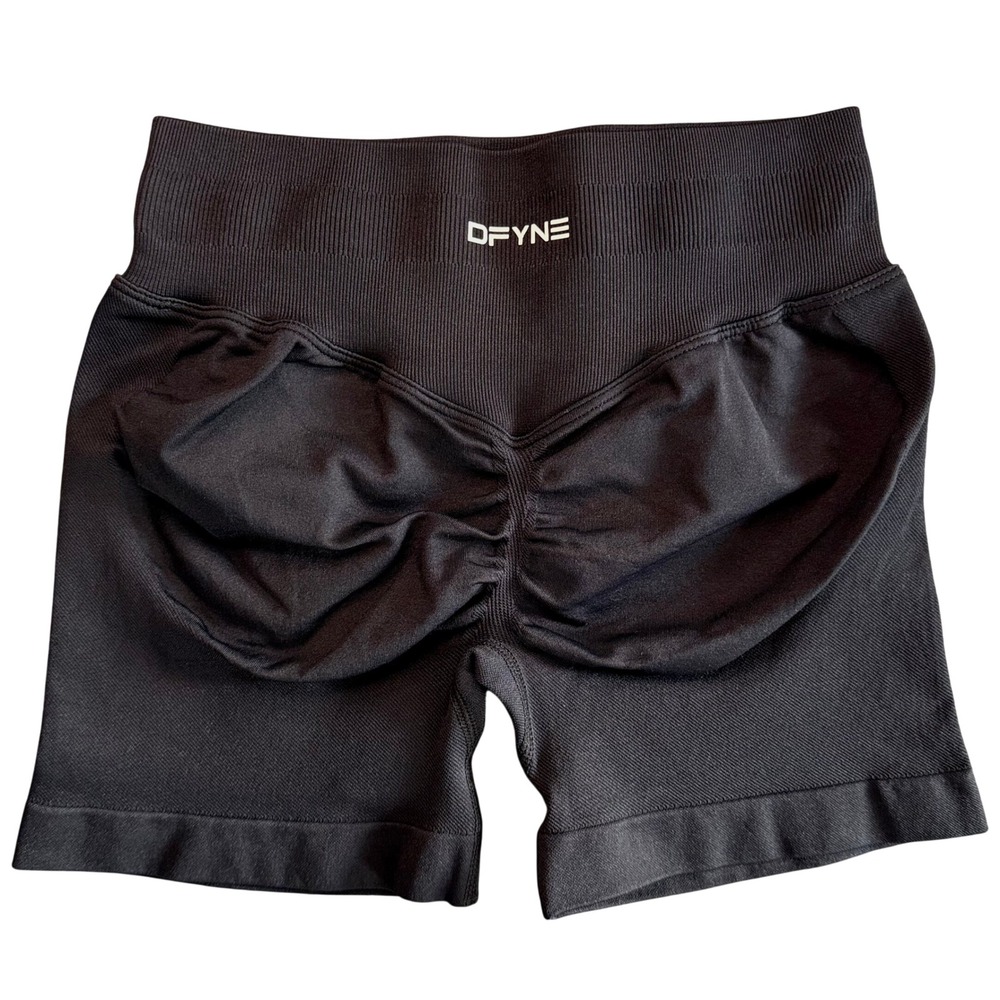 DFYNE Bike Shorts Black Scrunch Butt Seamless Glute Contouring Compression S